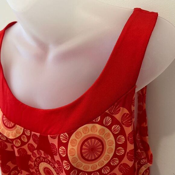 Jennifer Lauren Orange Red Boho Bohemian Flowy Flowing mMedallion Tank XL - Picture 6 of 7